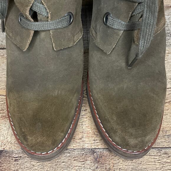 Ras Brown Italian Suede Leather Lace Up Heeled Booties Ankle Boots Size 35 5 - Picture 2 of 11